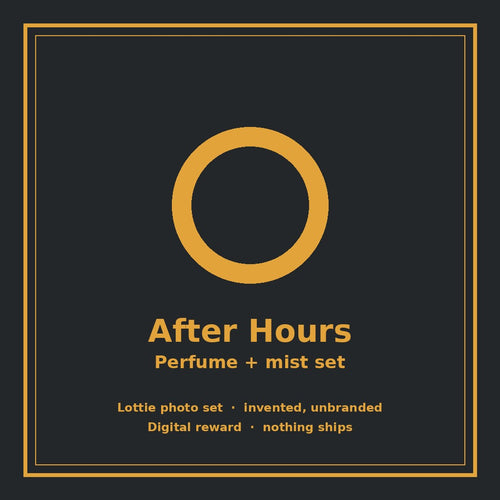 Unbranded After Hours perfume and mist set on wood tray (product image, invented unbranded)