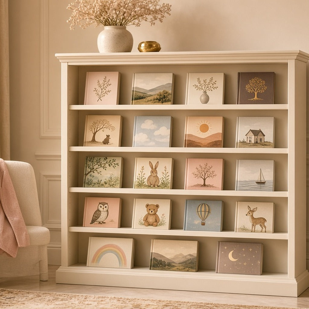Cream Gallery Nursery Bookcase – cream nursery bookcase with picture books