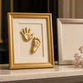 Golden Cast Handprint & Footprint Frame – gold frame with gold hand and foot casts
