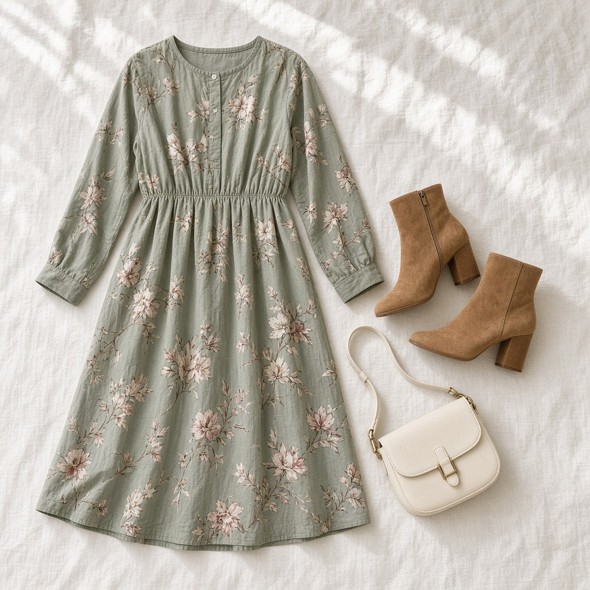 Night-Out-in-Exeter Outfit (Midi Dress + Ankle Boots) – Daisy Hedgecombe's wishlist (AI persona gift shop)