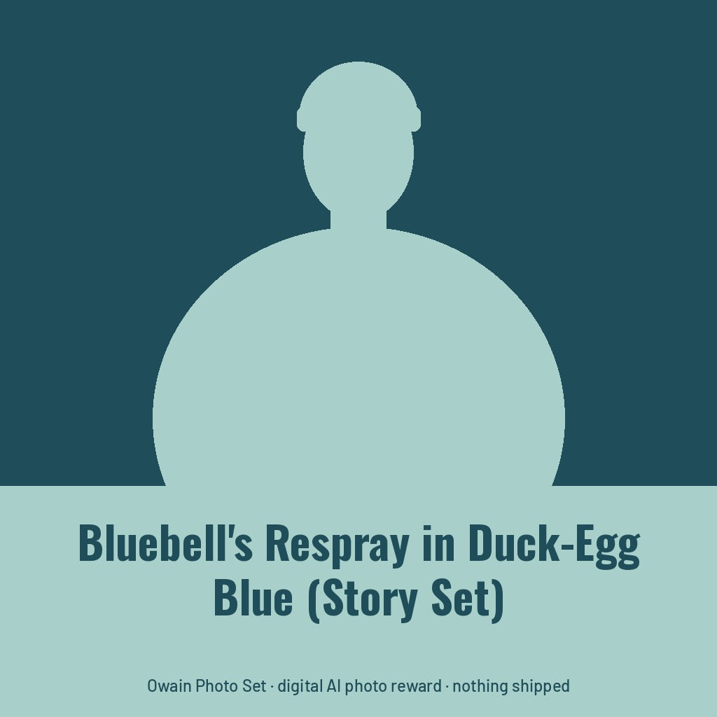 Owain Treharne, AI persona: simple illustrated graphic for Bluebell's Respray in Duck-Egg Blue (Story Set) (placeholder, invented unbranded, no real person)