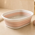 Pearl Fold-Flat Baby Bath – blush-and-white collapsible folding baby tub