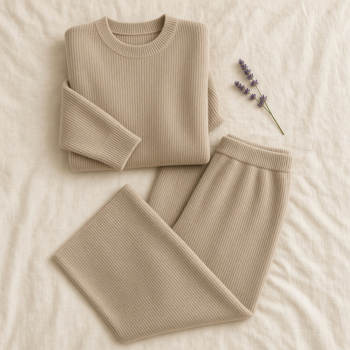 Ribbed Loungewear Set (Oat) – Nia Bellwood's wishlist (AI persona gift shop)