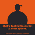 Tunde Ashby, AI persona: simple illustrated graphic for Chef's Tasting-Spoon Set (6 Steel Spoons) (placeholder, invented unbranded, no real person)
