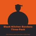 Tunde Ashby, AI persona: simple illustrated graphic for Black Kitchen Bandana Three-Pack (placeholder, invented unbranded, no real person)