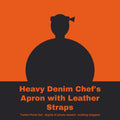 Tunde Ashby, AI persona: simple illustrated graphic for Heavy Denim Chef's Apron with Leather Straps (placeholder, invented unbranded, no real person)