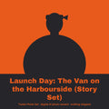 Tunde Ashby, AI persona: simple illustrated graphic for "Launch Day": The Van on the Harbourside (Story Set) (placeholder, invented unbranded, no real person)