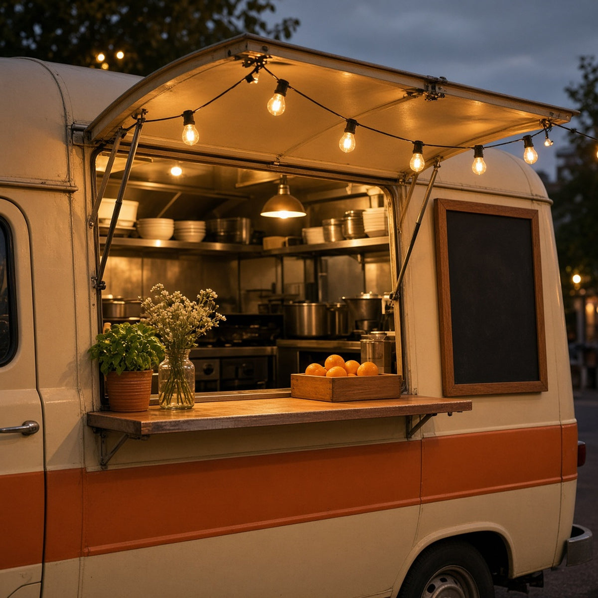 Van Fit-Out: Menu Board, Festoon Lights + Serving Hatch – Tunde Ashby's wishlist (AI persona gift shop)